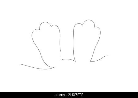 Pouponnière de Pâques en forme de pied de lapin. Dessin de ligne continue d'illustration du lapin de Pâques. Illustration de Vecteur