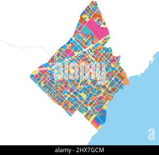 Mississauga, Ontario, Canada carte d'art vectoriel haute résolution colorée avec frontières de la ville. Contours blancs pour les routes principales. Beaucoup de détails. Formes bleues pour Illustration de Vecteur