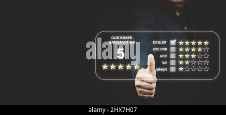 L'utilisateur évalue l'expérience de service sur l'application en ligne, le client évalue le concept de l'enquête de satisfaction de l'avis du client, le client peut évaluer la qualité de Banque D'Images