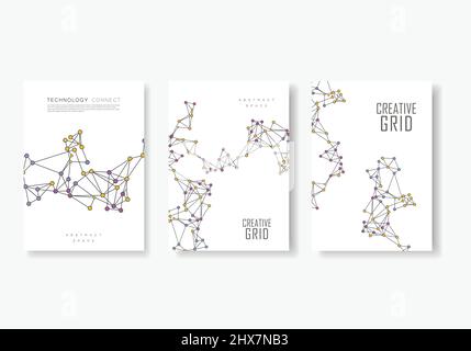 Modèle de brochure avec conception à partir de lignes et de points connectés Illustration de Vecteur