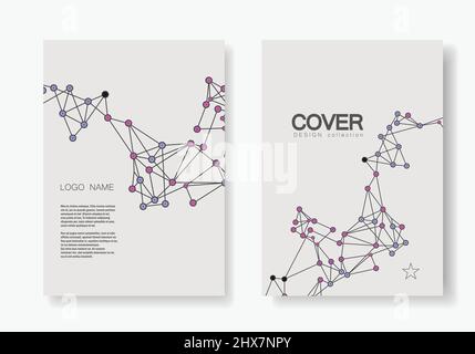 Modèle de brochure avec conception à partir de lignes et de points connectés Illustration de Vecteur