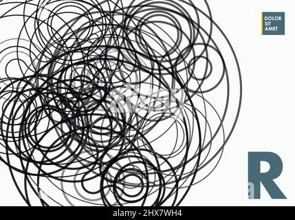 L'illustration vectorielle présente des lignes enchevêtrées sur fond blanc Illustration de Vecteur