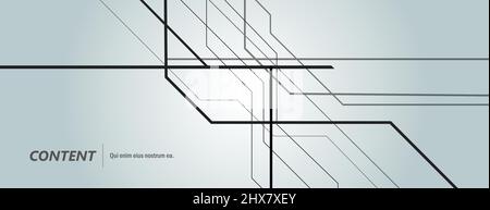 Lignes de la technologie de noir vectoriel sur l'arrière-plan de la bannière Illustration de Vecteur