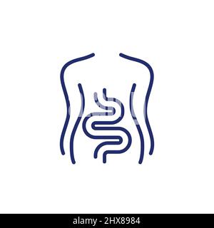 Intestins, icône de ligne de deux points sur blanc Illustration de Vecteur