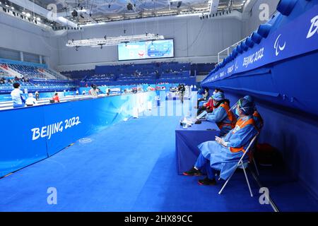 Pékin, Chine. 10th mars 2022. Vue générale Curling en fauteuil roulant : rencontre ronde de curling en fauteuil roulant pendant les Jeux paralympiques d'hiver de 2022 à Beijing au Centre aquatique national de Beijing, en Chine . Credit: Yohei Osada/AFLO SPORT/Alay Live News Banque D'Images