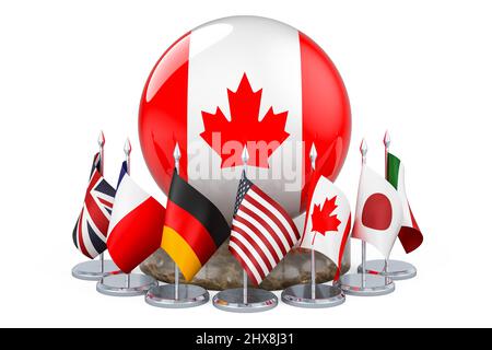 G7 rencontre au Canada concept, 3D rendu isolé sur fond blanc Banque D'Images