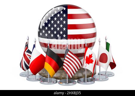 G7 rencontre dans le concept des Etats-Unis, 3D rendu isolé sur fond blanc Banque D'Images