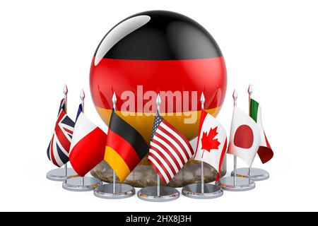 G7 rencontre en Allemagne concept, 3D rendu isolé sur fond blanc Banque D'Images