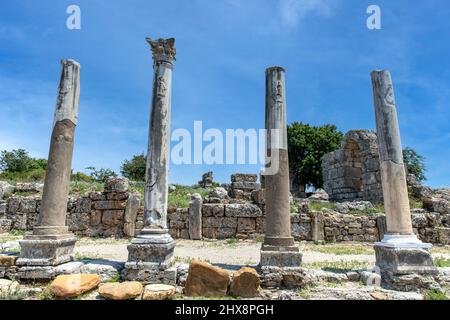 Perge ruines anciennes de la ville, Aksu, Antalya, Turquie. Banque D'Images