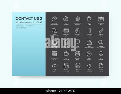 Ensemble d'éléments de service et d'assistance pour nous contacter peut être utilisé comme logo ou icône en qualité supérieure Illustration de Vecteur