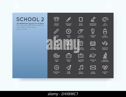 Ensemble d'icônes vectorielles d'école l'illustration peut être utilisée comme logo ou icône en qualité supérieure Illustration de Vecteur