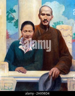 Chiang Kai-shek (1887-1975) et son épouse, Madame Chiang, portrait du dirigeant nationaliste de Taiwan par Samuel Johnson Woolf, huile sur toile, 1937 Banque D'Images