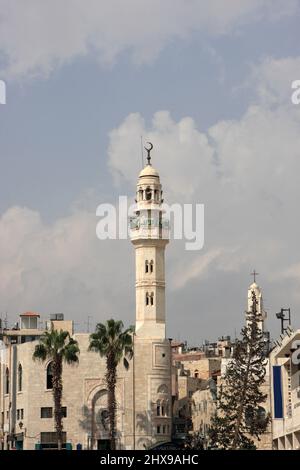 La mosquée d'Omar a été construite en 1860 pour commémorer la visite de Caliph Umar à Bethléem lors de sa capture par les musulmans Banque D'Images