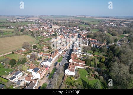 Clare ville de marché dans Suffolk Angleterre drone aérien Banque D'Images