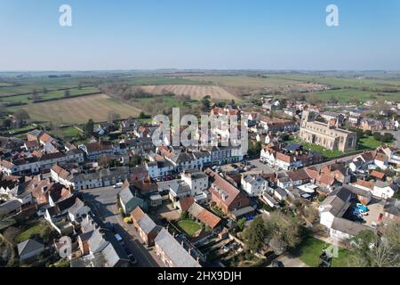 Clare ville de marché dans Suffolk Angleterre drone aérien Banque D'Images