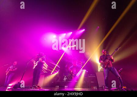 Madison, États-Unis. 09th mars 2022. Travis Stever, Claudio Sanchez, Josh Eppard et Zach Cooper de Coheed et Cambria le 9 mars 2022, au Sylvee à Madison, Wisconsin (photo de Daniel DeSlover/Sipa USA) crédit: SIPA USA/Alay Live News Banque D'Images