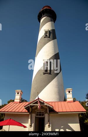 Extérieur du phare historique de Saint Augustine en Floride. Banque D'Images