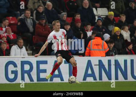 SUNDERLAND, ROYAUME-UNI. 8th MARS Carl Winchester de Sunderland pendant le match de la Sky Bet League 1 entre Sunderland et Fleetwood Town au stade de Light, Sunderland, le mardi 8th mars 2022. (Credit: Mark Fletcher | MI News) Credit: MI News & Sport /Alay Live News Banque D'Images