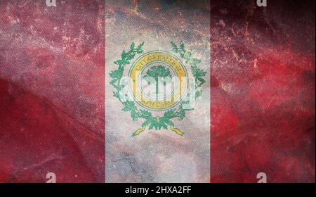 Vue de dessus du drapeau rétro de Raleigh, Caroline du Nord, États d'Amérique déliés avec texture grunge. USA patriote et Voyage concept. Pas de mât. Plan de Banque D'Images