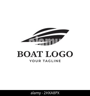 Modèle de conception de logo de bateau abstrait simple sous forme de lettre S. Illustration de Vecteur