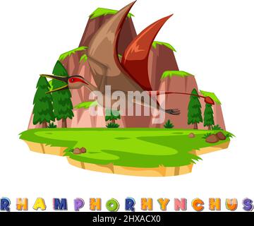 Carte de mot de dinosaure pour l'illustration du rhamphorhynchus Illustration de Vecteur