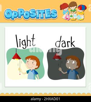 Mots opposés pour une illustration claire et sombre Illustration de Vecteur