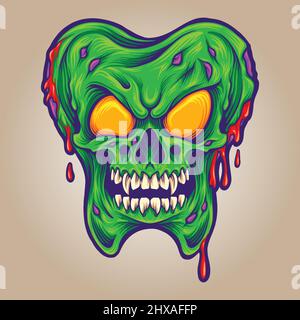 Des dents zombies avec des illustrations vectorielles pour votre travail logo, t-shirt de mascotte, autocollants et étiquettes, affiche Illustration de Vecteur