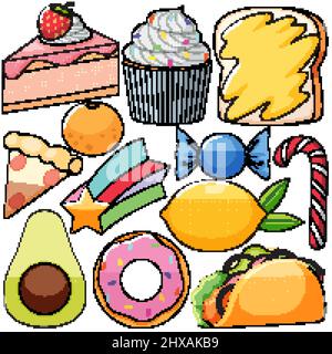 Ensemble de dessins animés de style vintage sur fond blanc Illustration de Vecteur