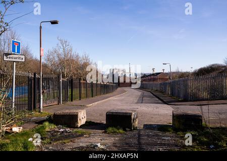 Mountcollyer Street à Belfast, Irlande du Nord. Où le film autobiographique de l'âge de la venue 'Belfast' écrit et réalisé par Kenneth Branagh est mis en place. Banque D'Images