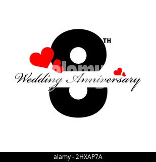 Message d'accueil pour anniversaire de mariage 4th avec illustration de coeurs rouges. Joyeux anniversaire de mariage poste. Illustration de Vecteur