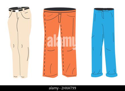 Collection de modèles de jeans pour femme. Illustration de Vecteur
