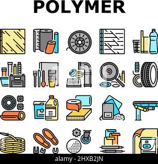 Matériau polymère Industrie biens icônes définir vecteur Illustration de Vecteur