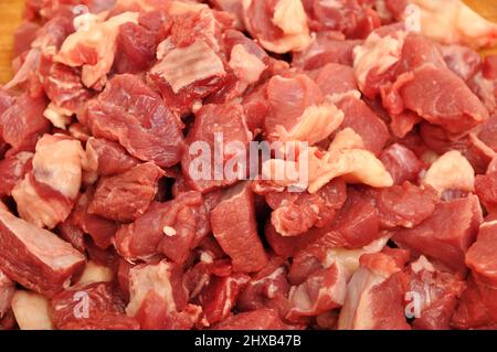 Viande de bœuf rouge brute propre et très fraîche, texture de viande rouge brute Banque D'Images