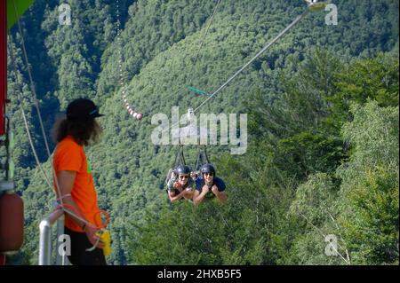 Lac majeur - Aurano - Zip Line - vol de l'ange, vol lié, Banque D'Images