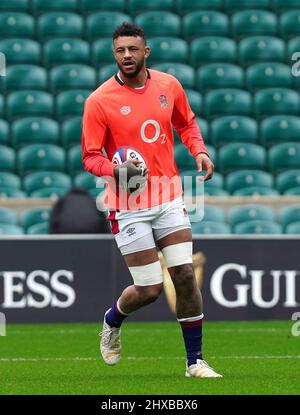 Courtney Lawes, en Angleterre, lors d'une séance d'entraînement au stade de Twickenham, à Londres. Date de la photo : vendredi 11 mars 2022. Banque D'Images