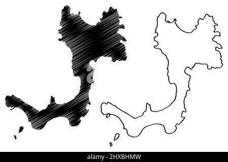 Île de Canouan (Saint-Vincent-et-les Grenadines, Amérique de Cenrtal, îles des Caraïbes) carte illustration vectorielle, scribble croquis carte de Canouan Illustration de Vecteur