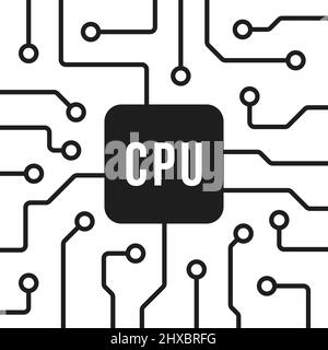 puce noire sur la carte de circuit imprimé à ligne mince Illustration de Vecteur