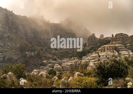 Die außergewöhnlichen Karstformationen im Naturschutzgebiet El Torcal BEI Antequera, Andalusien, Espagnol | impressionnant paysage karstique de l'El Tor Banque D'Images