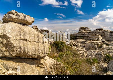 Die außergewöhnlichen Karstformationen im Naturschutzgebiet El Torcal BEI Antequera, Andalusien, Espagnol | impressionnant paysage karstique de l'El Tor Banque D'Images