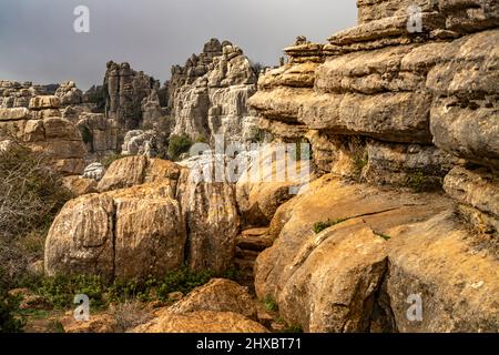 Die außergewöhnlichen Karstformationen im Naturschutzgebiet El Torcal BEI Antequera, Andalusien, Espagnol | impressionnant paysage karstique de l'El Tor Banque D'Images