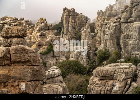 Die außergewöhnlichen Karstformationen im Naturschutzgebiet El Torcal BEI Antequera, Andalusien, Espagnol | impressionnant paysage karstique de l'El Tor Banque D'Images