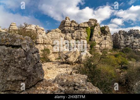 Die außergewöhnlichen Karstformationen im Naturschutzgebiet El Torcal BEI Antequera, Andalusien, Espagnol | impressionnant paysage karstique de l'El Tor Banque D'Images