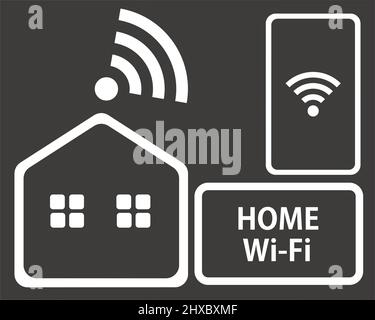 Icône Wi-Fi domestique. Vecteur modifiable. Illustration de Vecteur