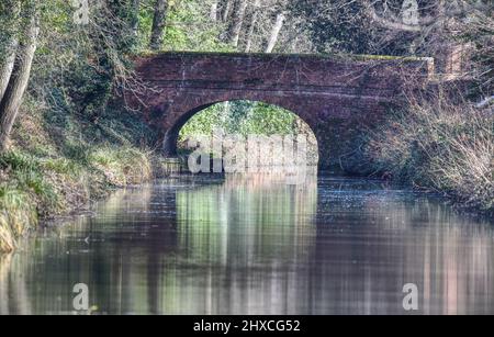 Un beau vieux pont le long du canal de Basingstoke à Dogmersfield dans le Hampshire Banque D'Images