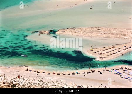 Plage de Balos (lagune) sur la côte nord-ouest de la préfecture de la Canée, île de Crète, Grèce. Banque D'Images