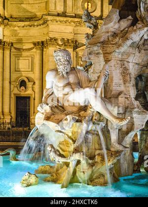 La fontaine des quatre ruisseaux de la Piazza Navona, Rome Banque D'Images