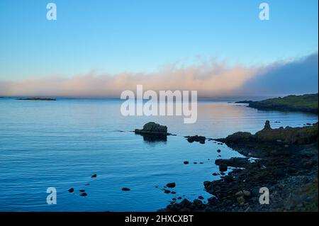 Meer, Fjord, Sommer, Austurland, Île Banque D'Images