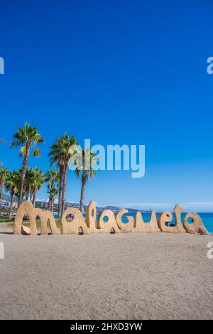La plage populaire de Malagueta à Malaga, Espagne Banque D'Images
