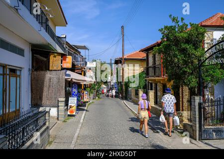 Village de montagne, Theologios, Thassos, Grèce Banque D'Images