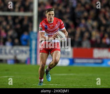 Jack Welsby #1 de St Helens avance avec le ballon Banque D'Images